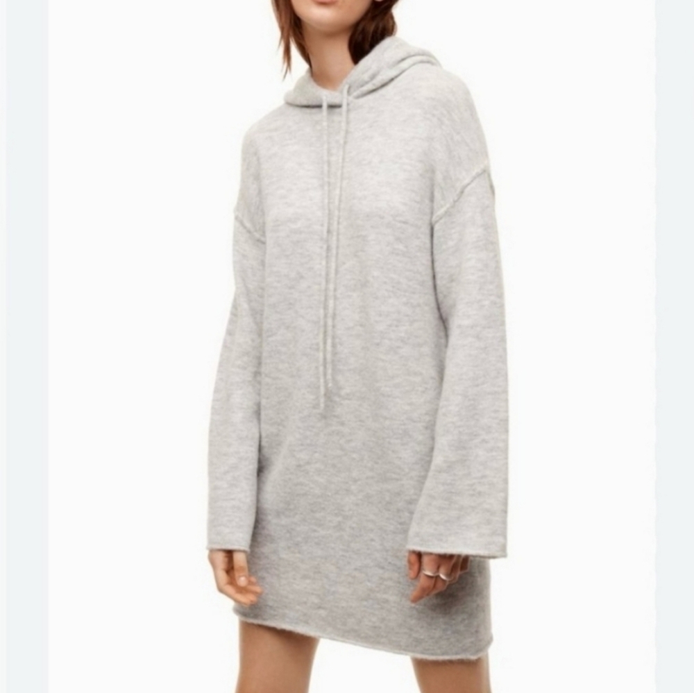 Wilfred Aritzia Black Alpaca Blend Sissi Hooded Sweater Dress